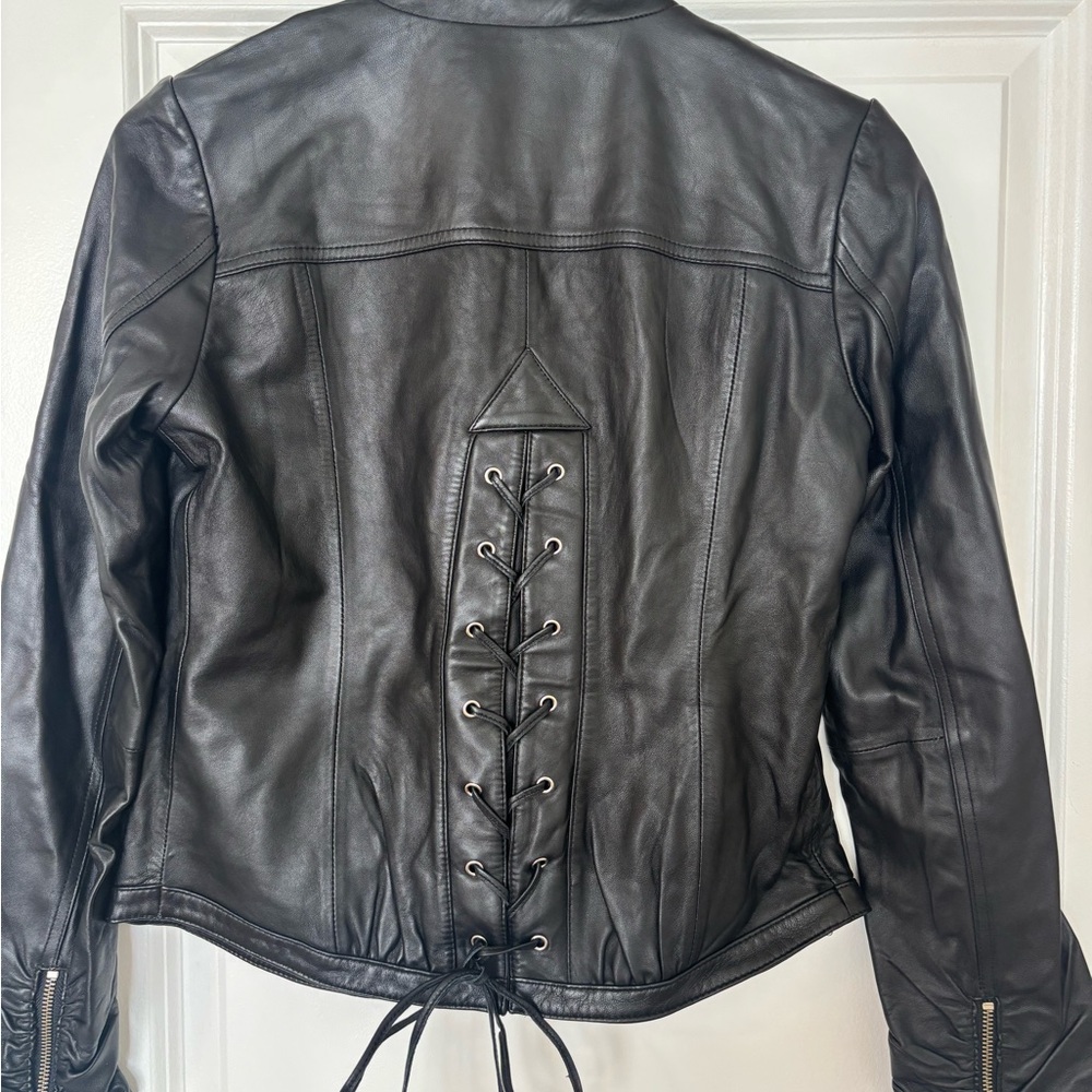 Y2K vintage Marciano black leather jacket